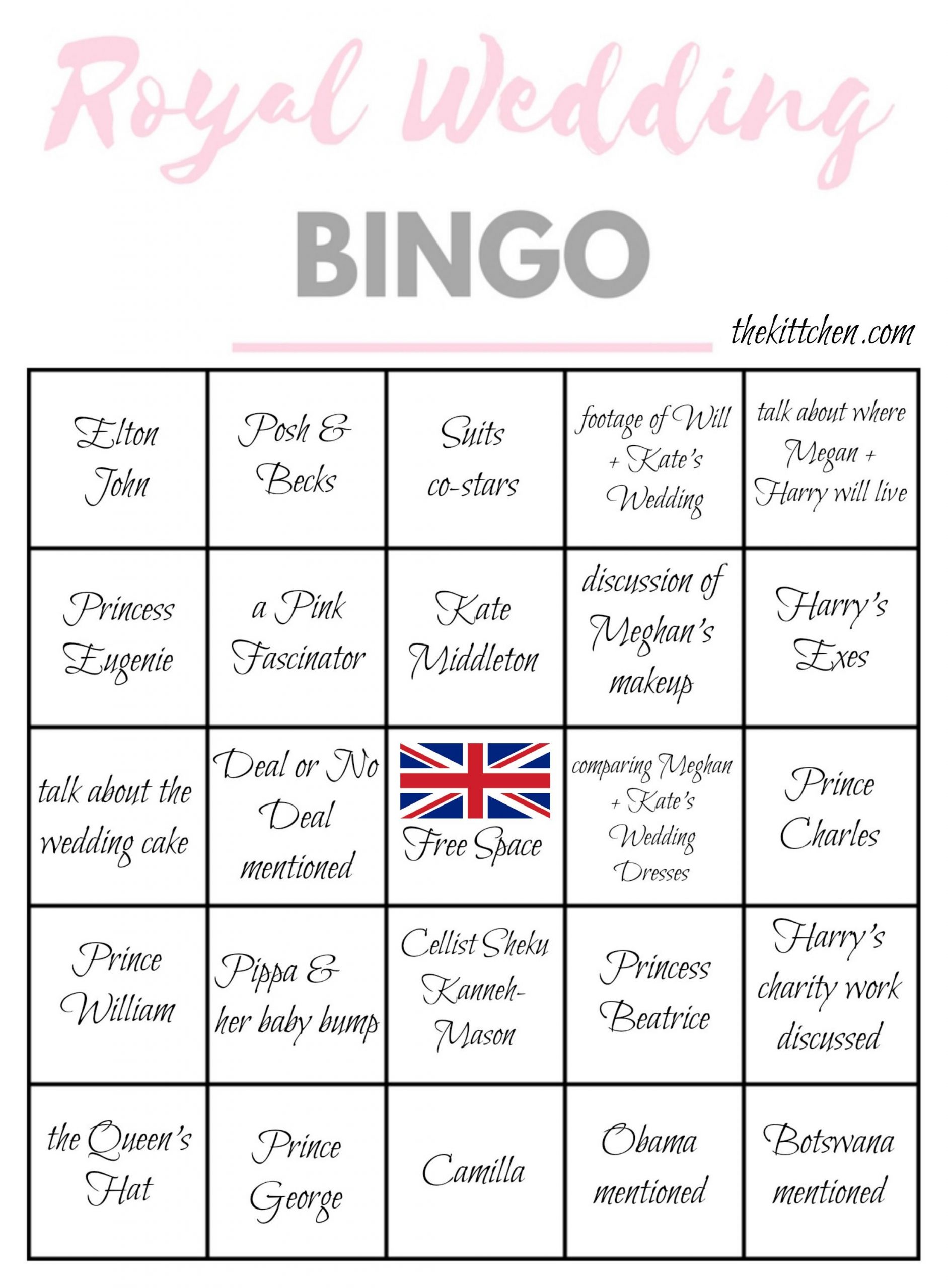 Royal-Wedding-Bingo-Card-4 2,207×3,000 Pixels | Wedding