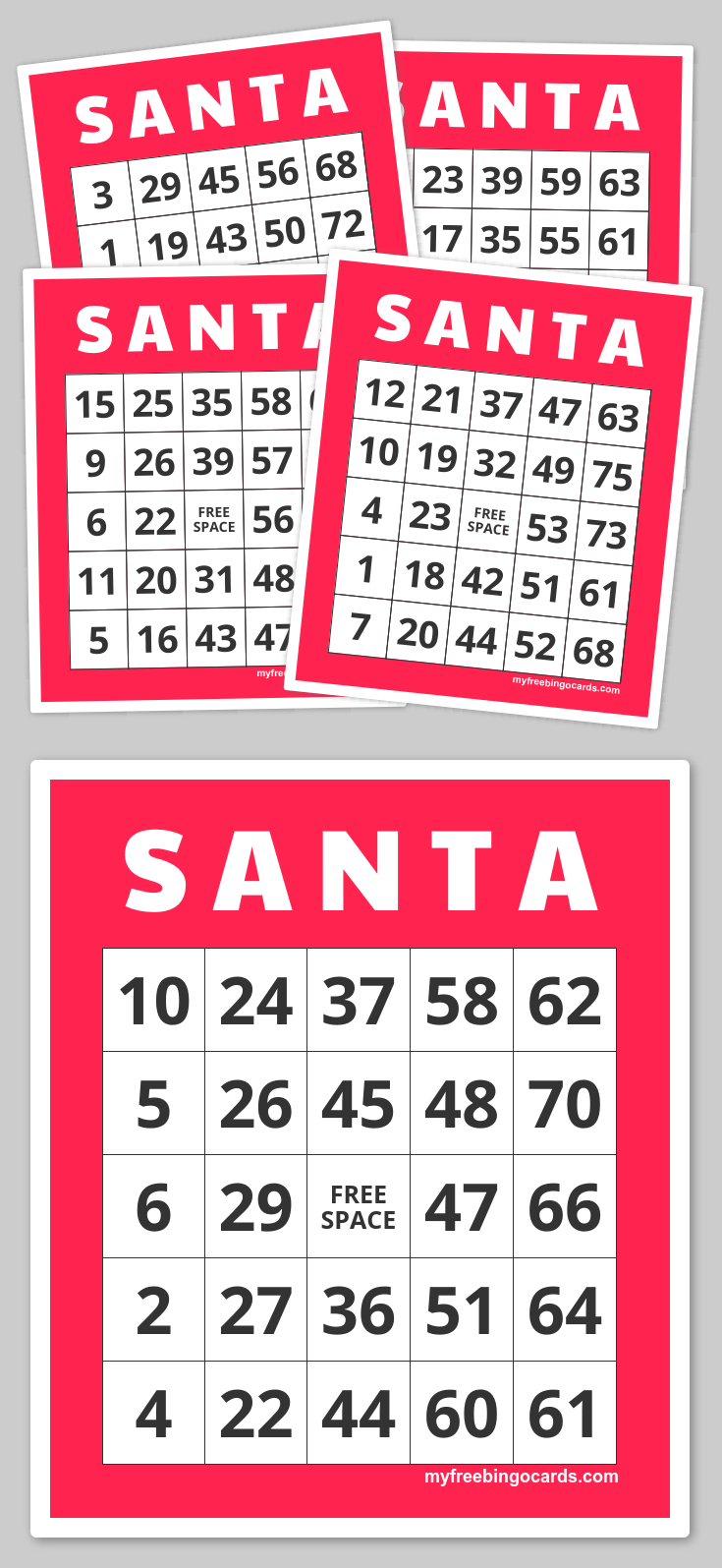 S A N T A Bingo | Free Printable Bingo Cards, Bingo Cards