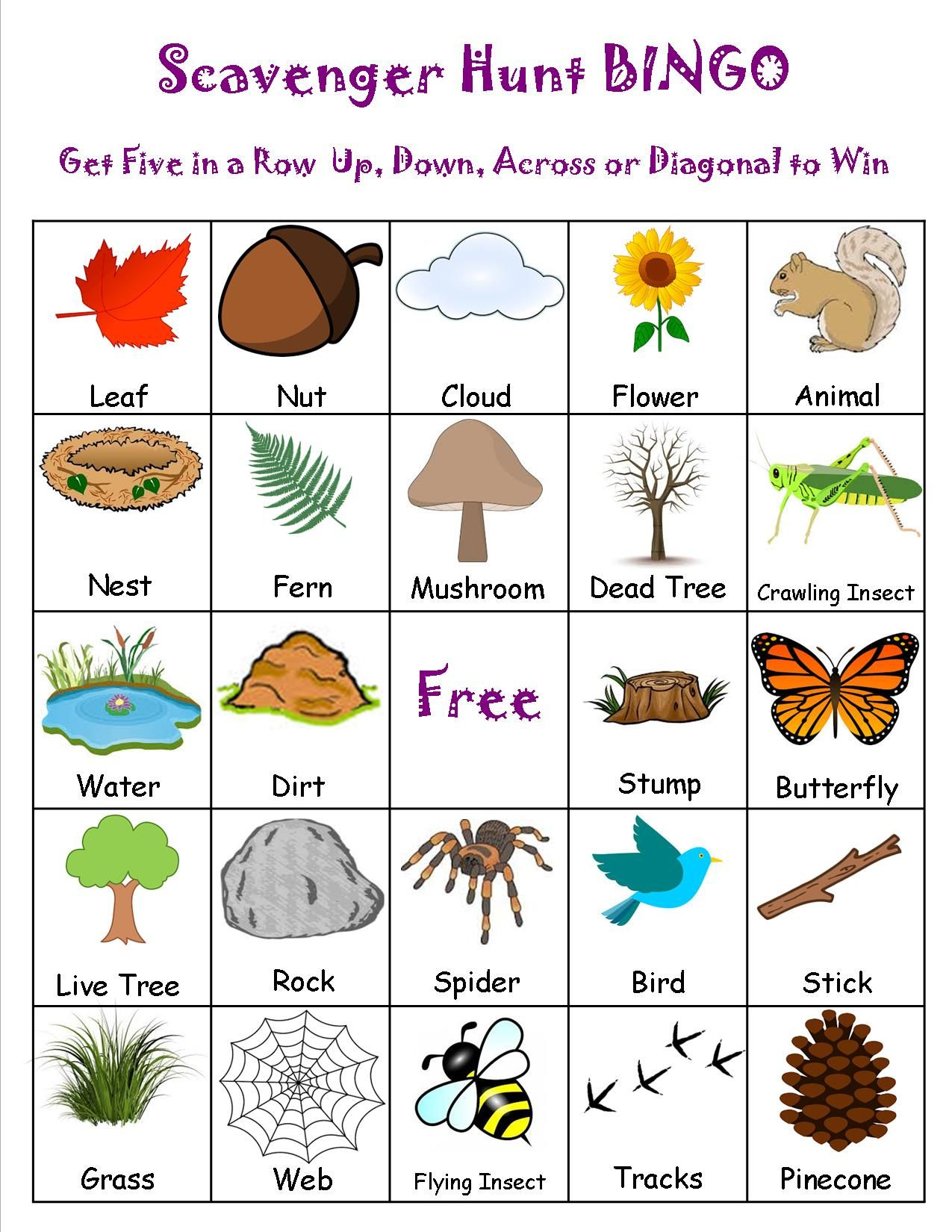 free nature bingo