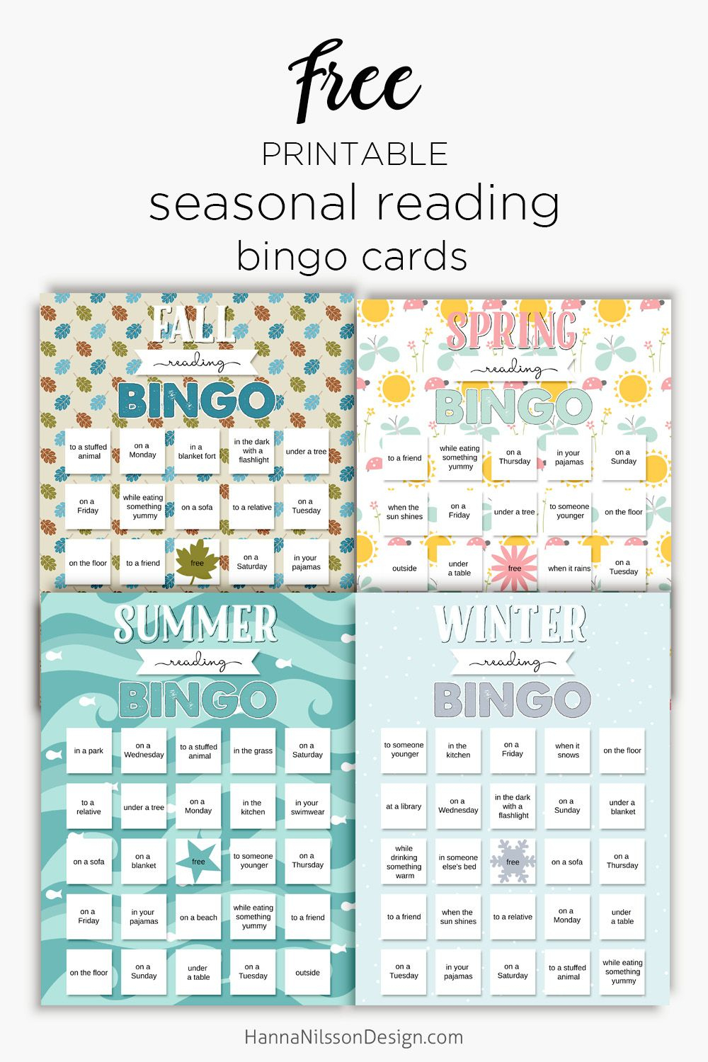 Seasonal Reading Bingo Cards | Reading Bingo, Bingo Cards