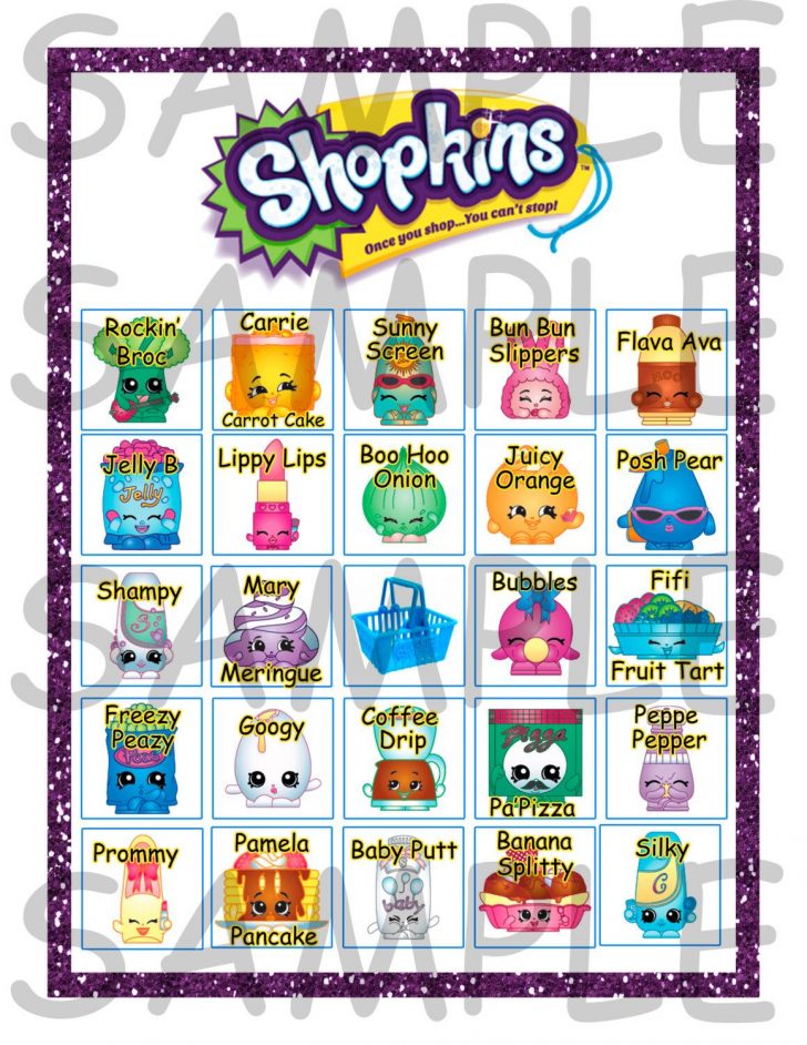 Printable Shopkins Bingo Cards