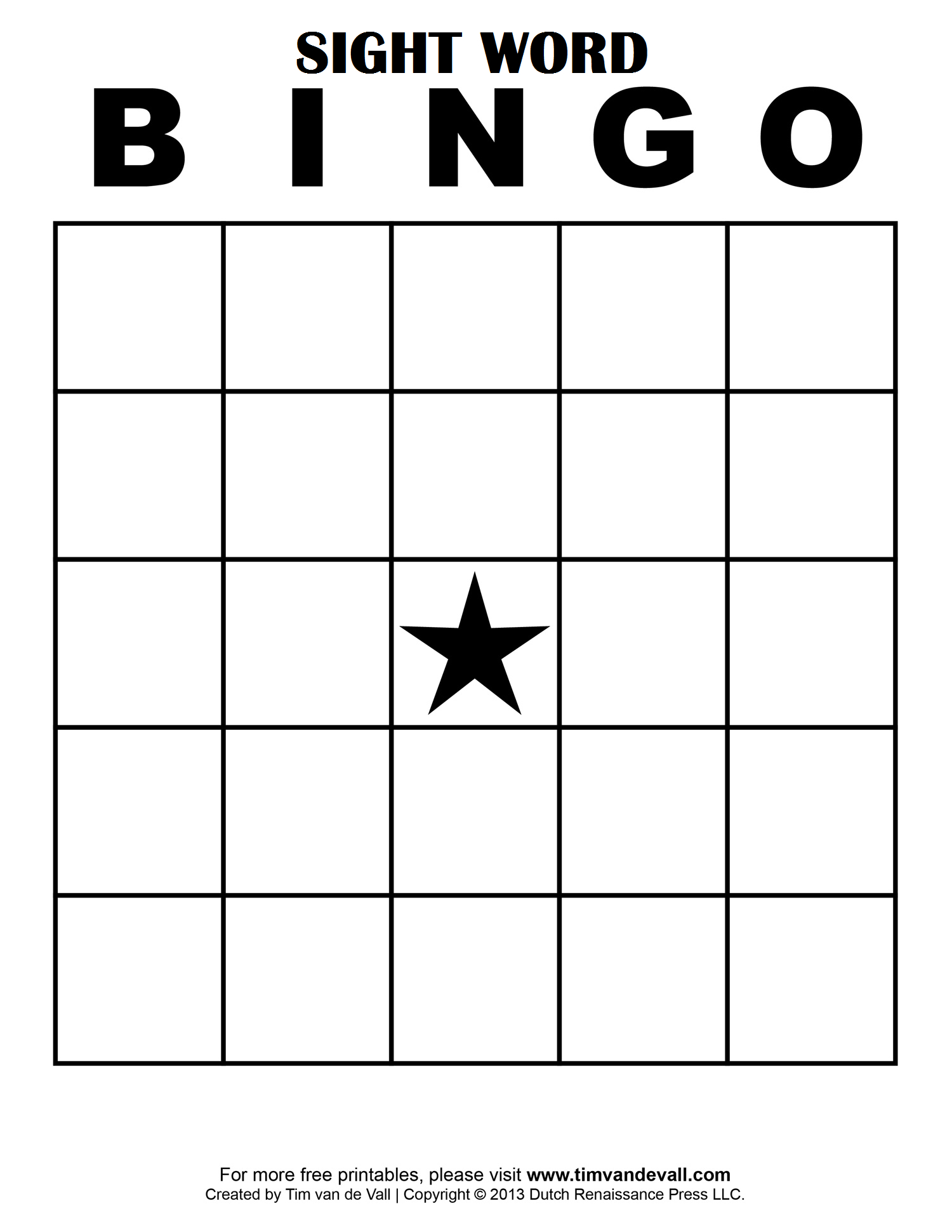 Sight Word Bingo More | Bingo Card Template, Free Bingo