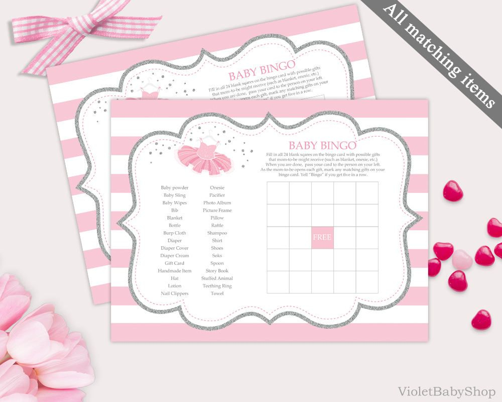 Silver And Pink Bingo Game Template. Printable Tutu Excited