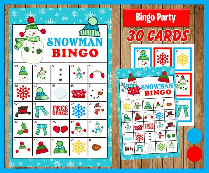 Snowman Bingo Free Printable Several Cards