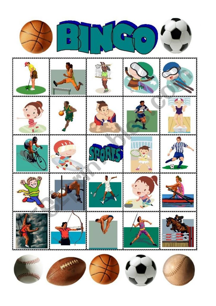 Sports Bingo Esl Worksheetgrusauskaiteyahoo Printable Bingo Cards