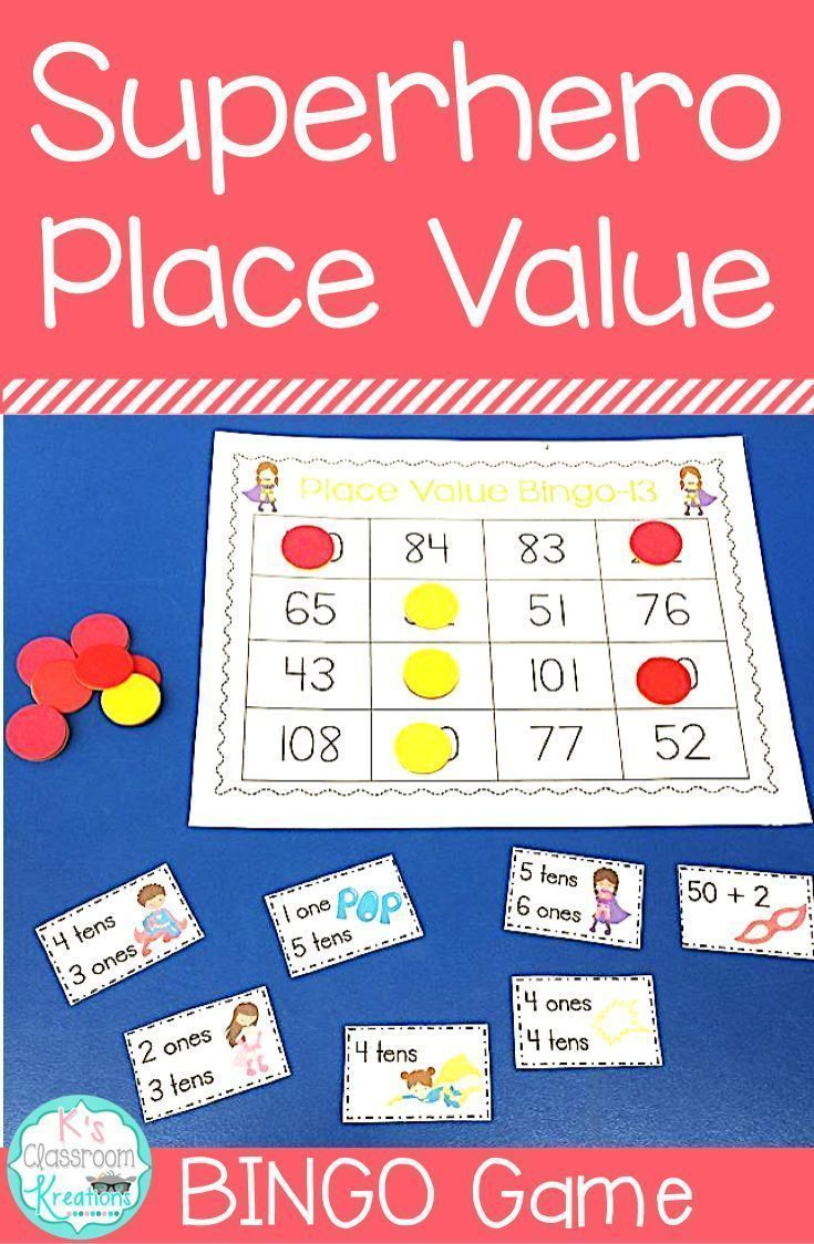 Superhero Place Value Bingo Game | Place Values, Tens, Ones