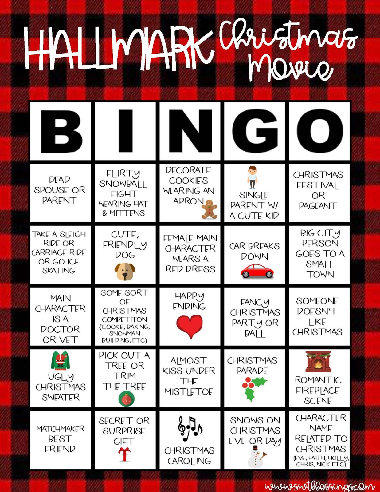 Sweet Blessings: Hallmark Christmas Movie Bingo