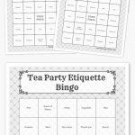 Tea Party Etiquette Bingo | Free Printable Bingo Cards