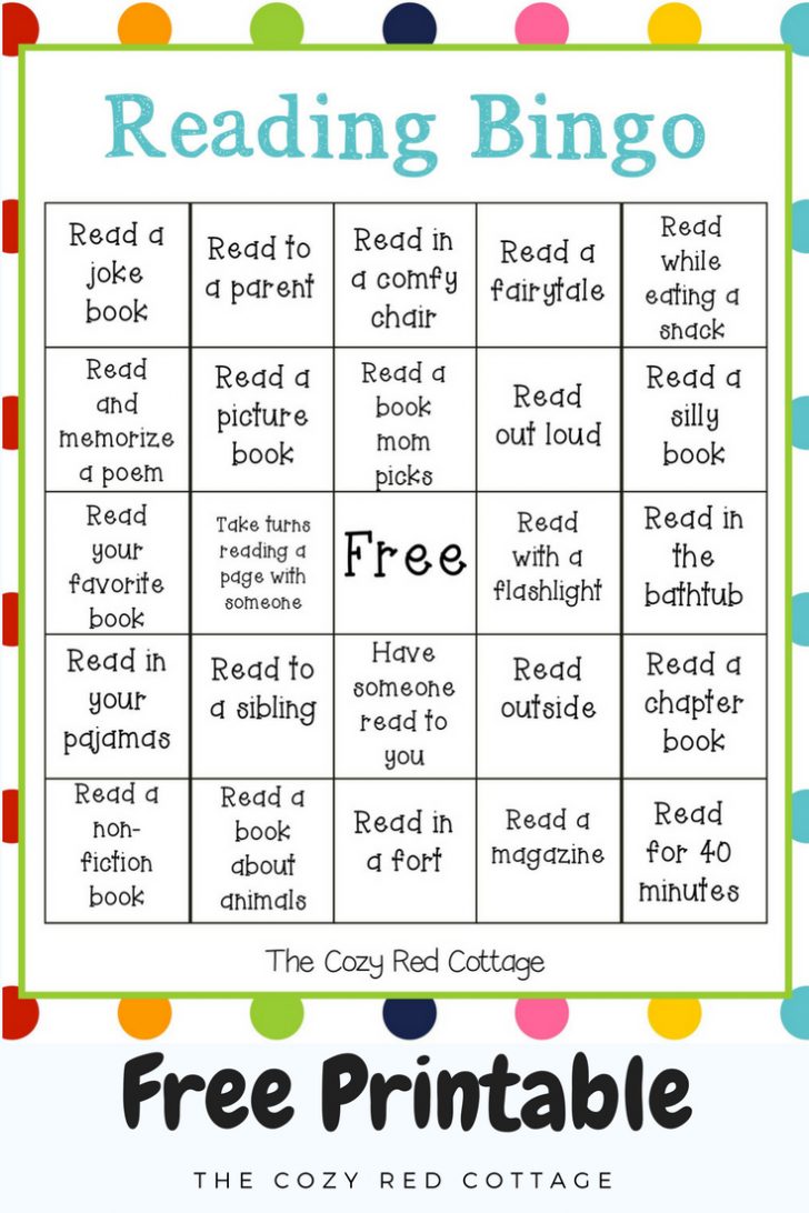 Free Printable Reading Bingo Cards