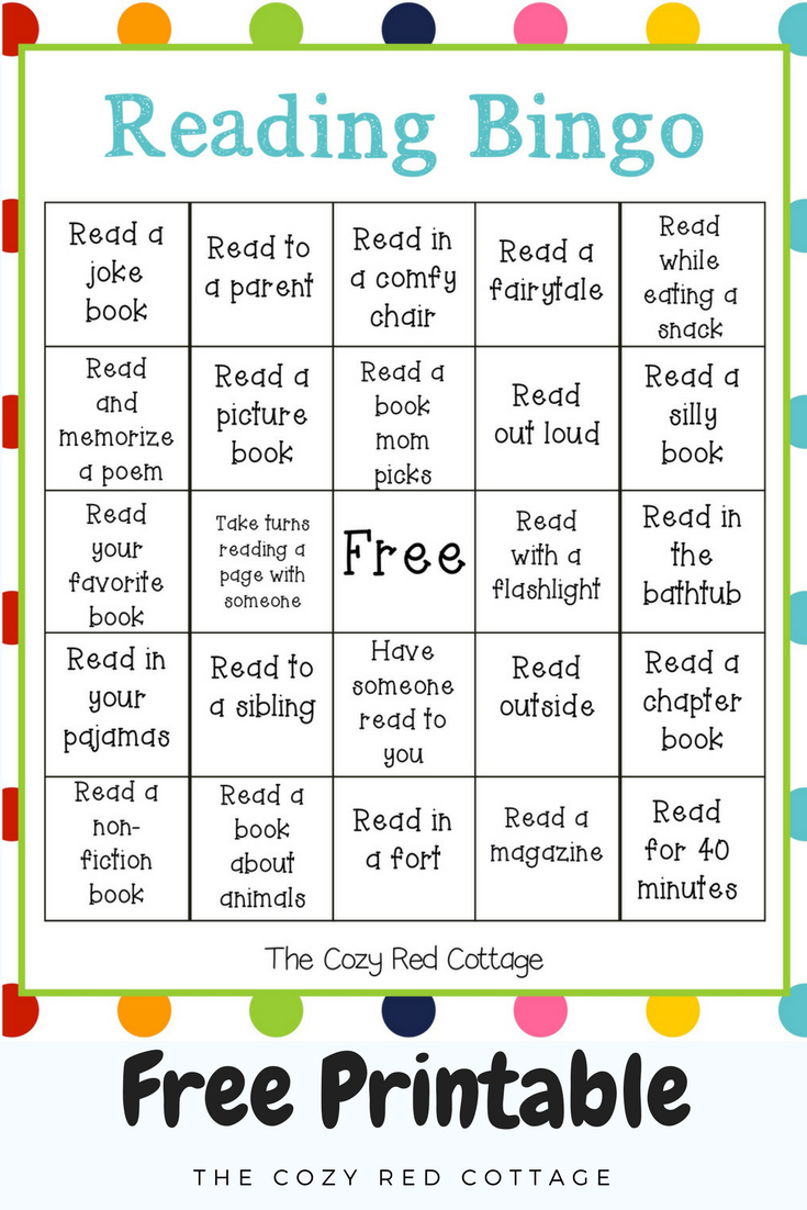 The Cozy Red Cottage: Reading Bingo (Free Printable)