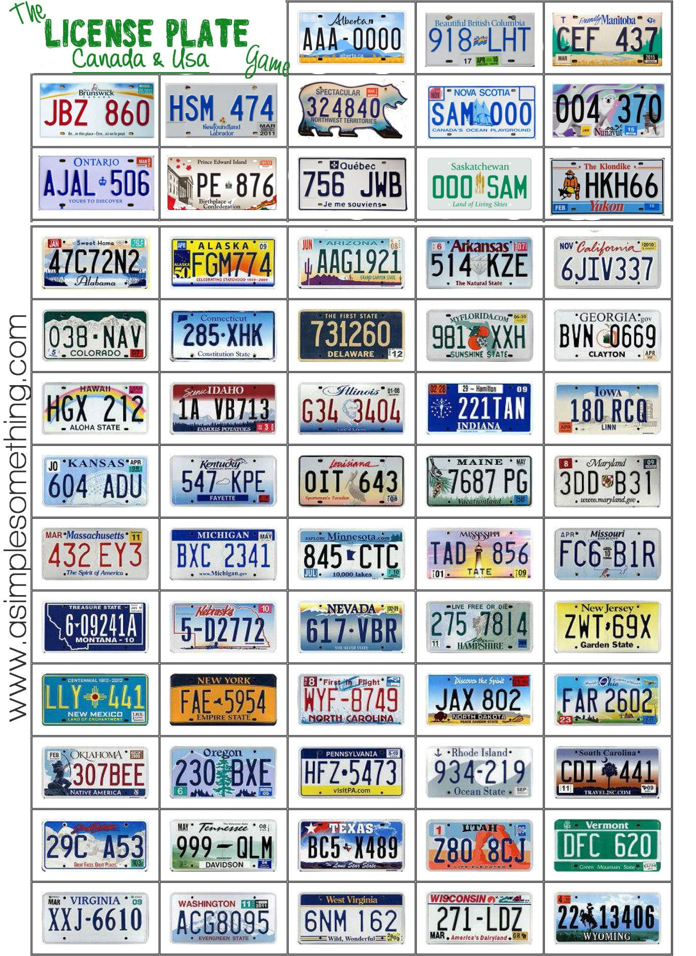 The License Plate Game Printable | Road Trip Games, Travel