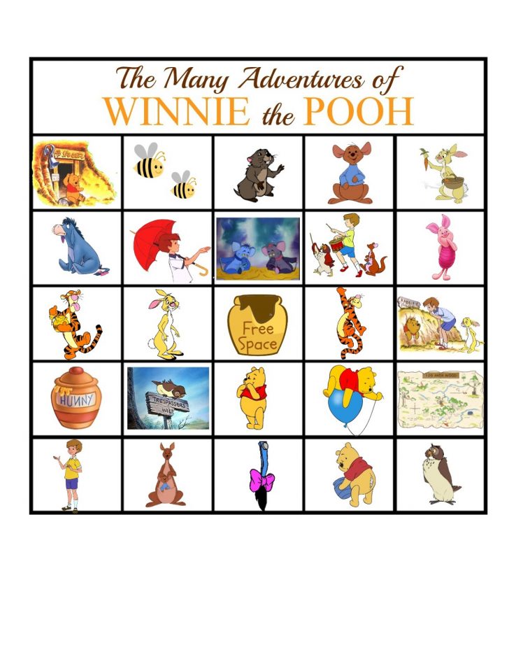 Winnie The Pooh Bingo Card Printable
