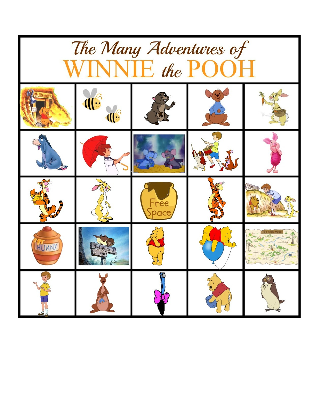 The Many Adventures Of Winnie The Pooh Bingo Game | Sweet