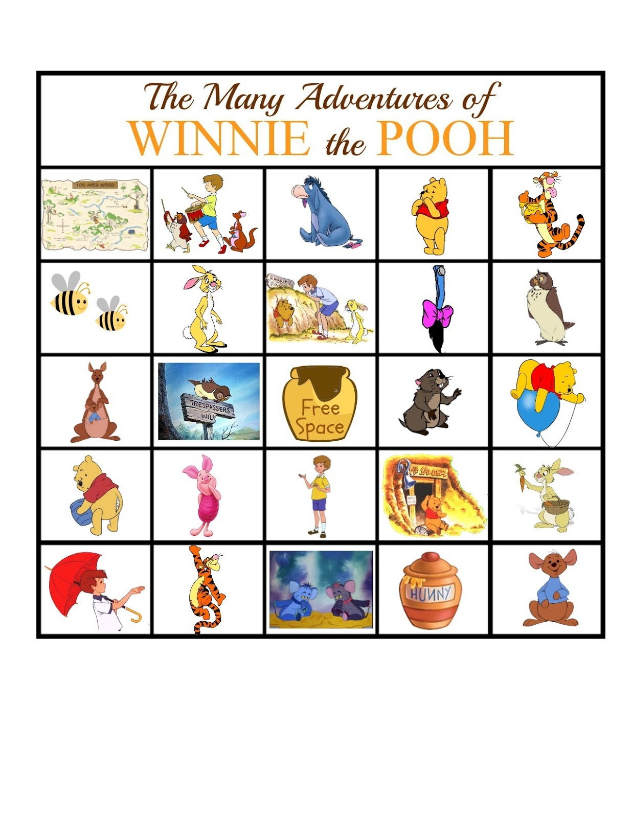 The Many Adventures Of Winnie The Pooh Bingo Game | Sweet