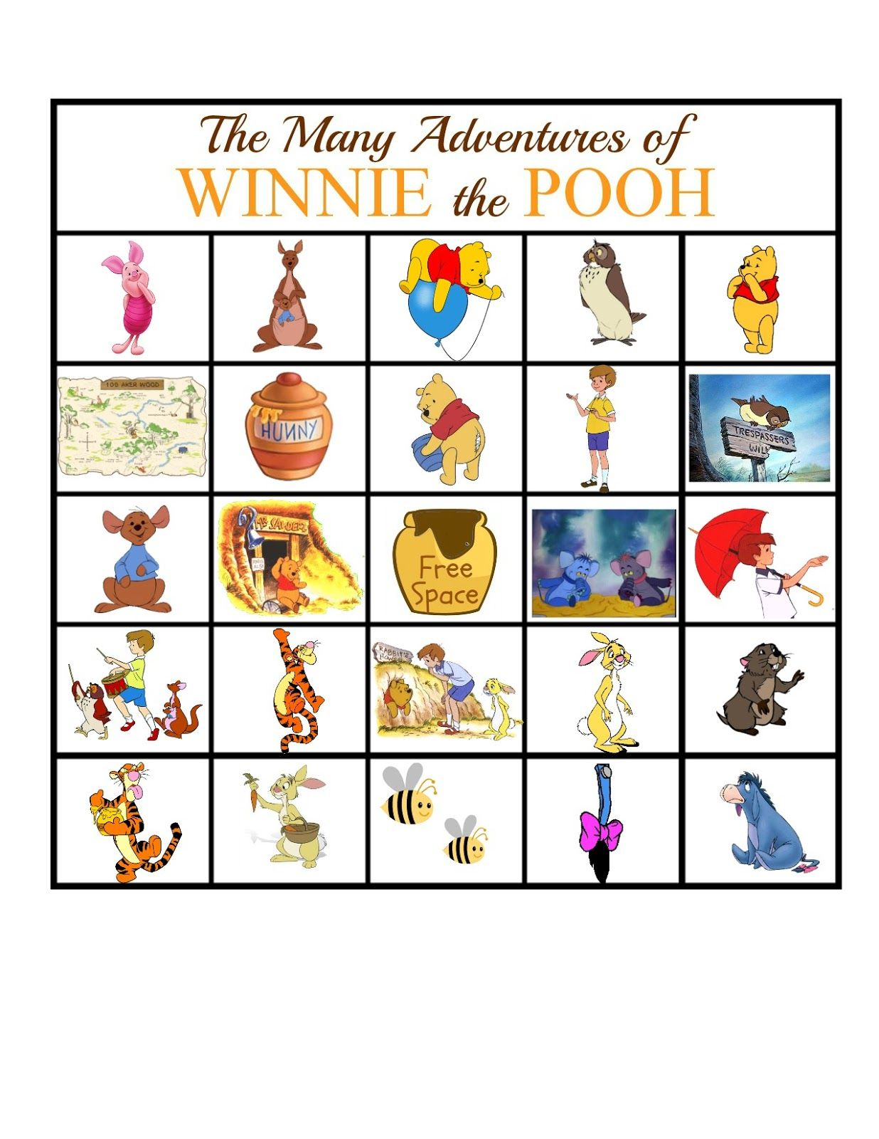 The Many Adventures Of Winnie The Pooh Bingo Game | Winnie