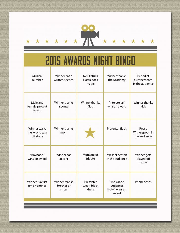 Free Printable 2015 Oscar Bingo Cards