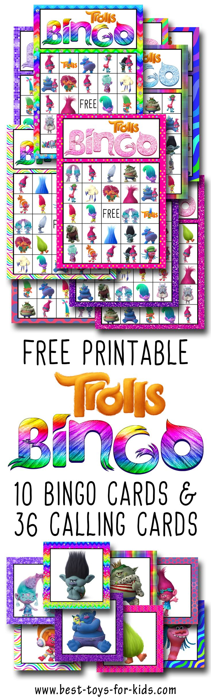 Trolls Free Printable Bingo Cards - Trolls Birthday Party