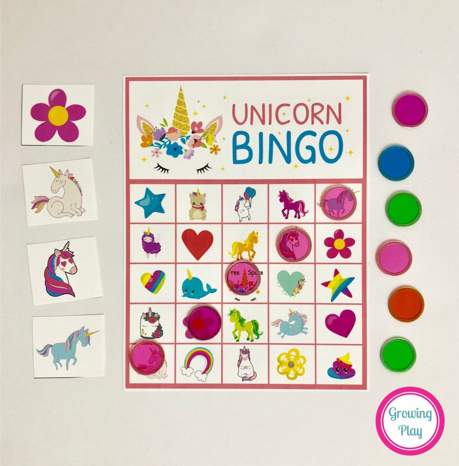 unicorn bingo free printable download tinselbox