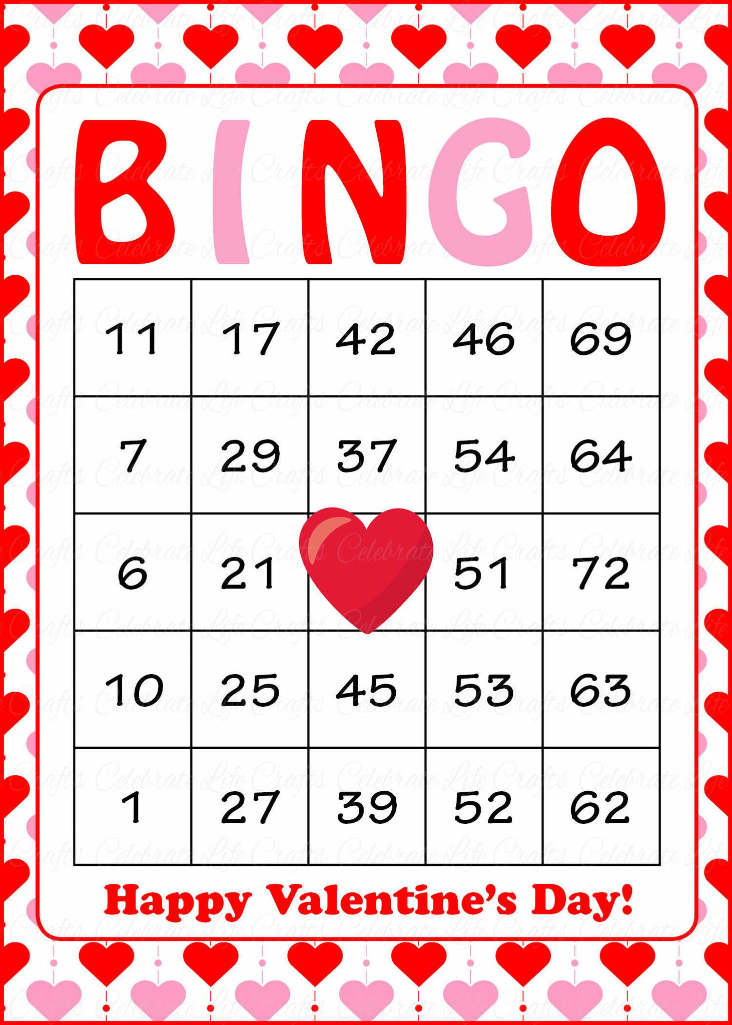 Valentine's Bingo Cards - Printable Download - Prefilled