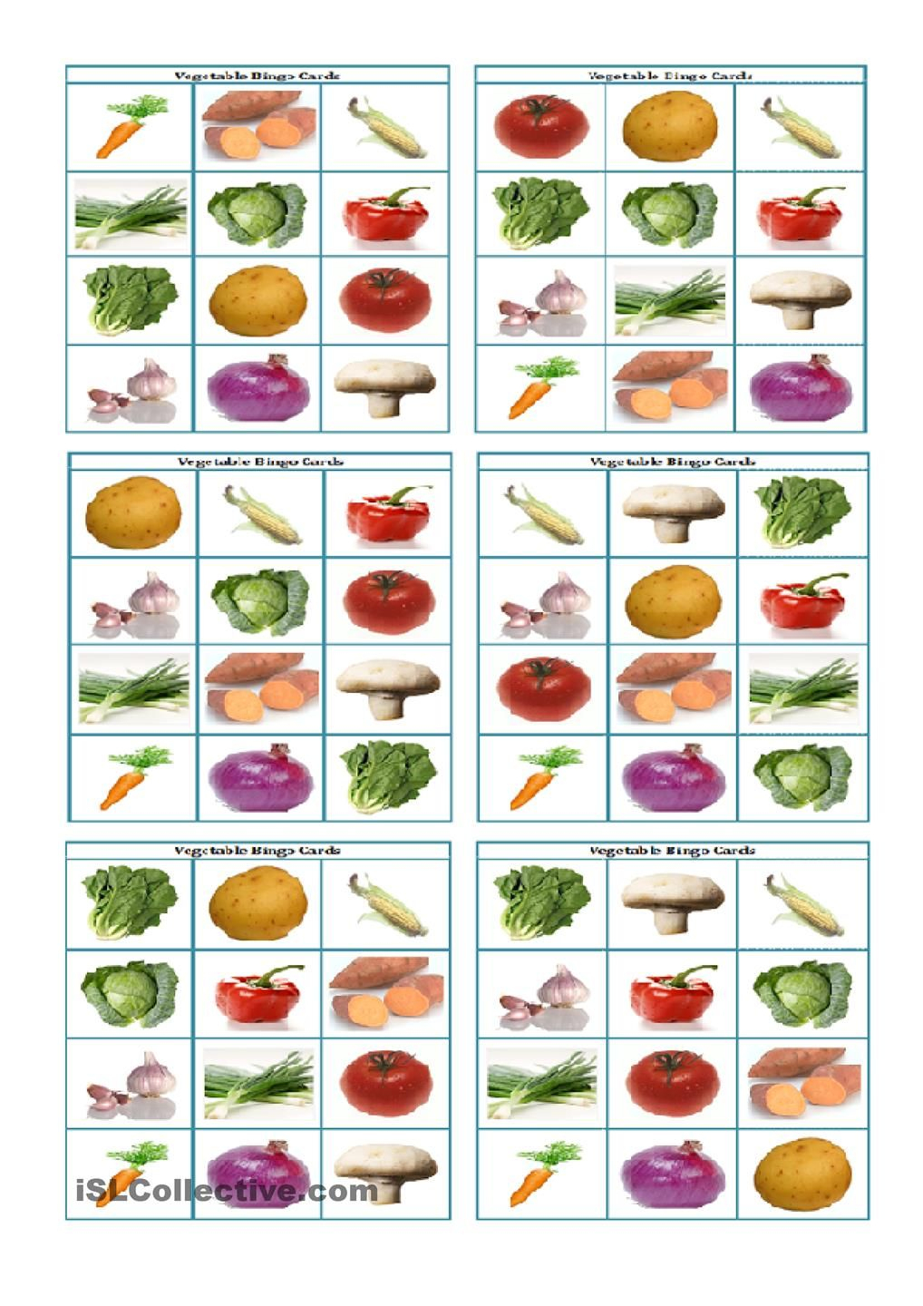 Vegetable Bingo Flashcards | Vegetables, Bingo, Fruit Printables