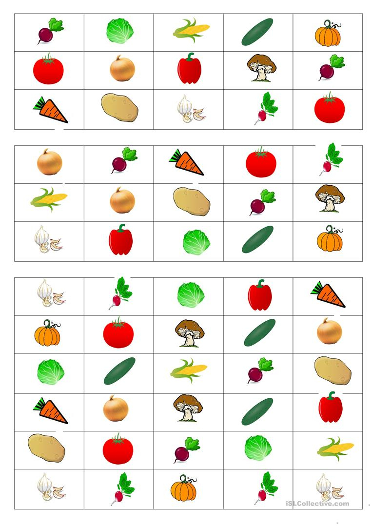 Vegetable Bingo Game - English Esl Worksheets For Distance
