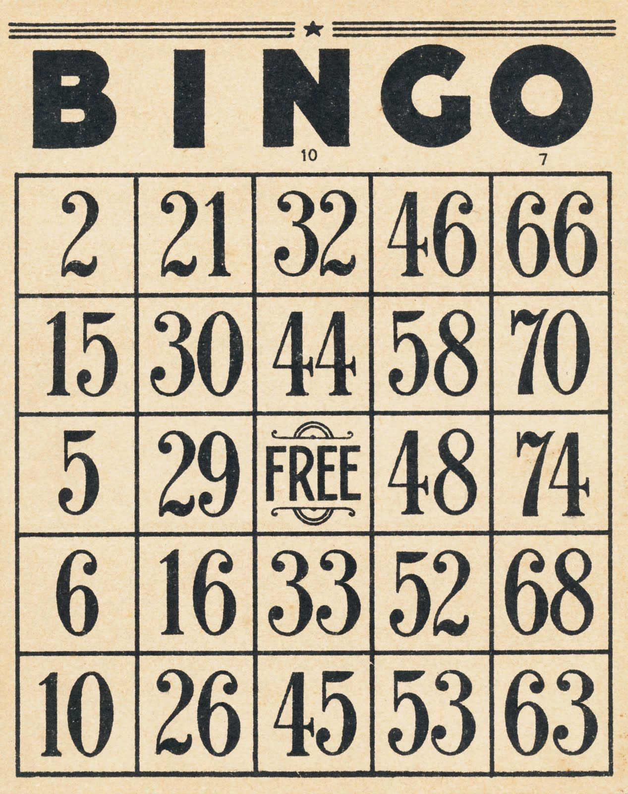 Printable Vintage Bingo Cards - Printable Bingo Cards