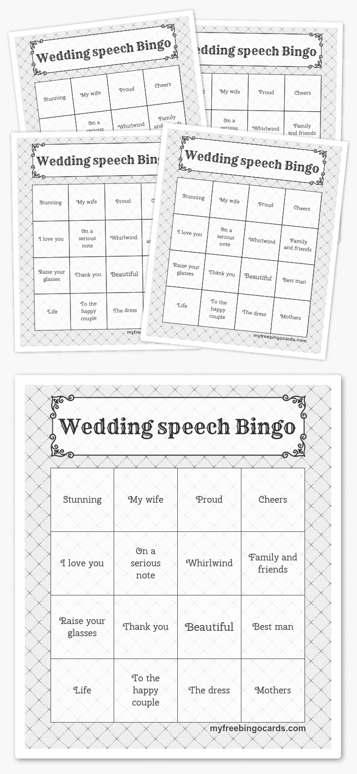 Wedding Speech Bingo #weddingspeeches | Free Printable Bingo