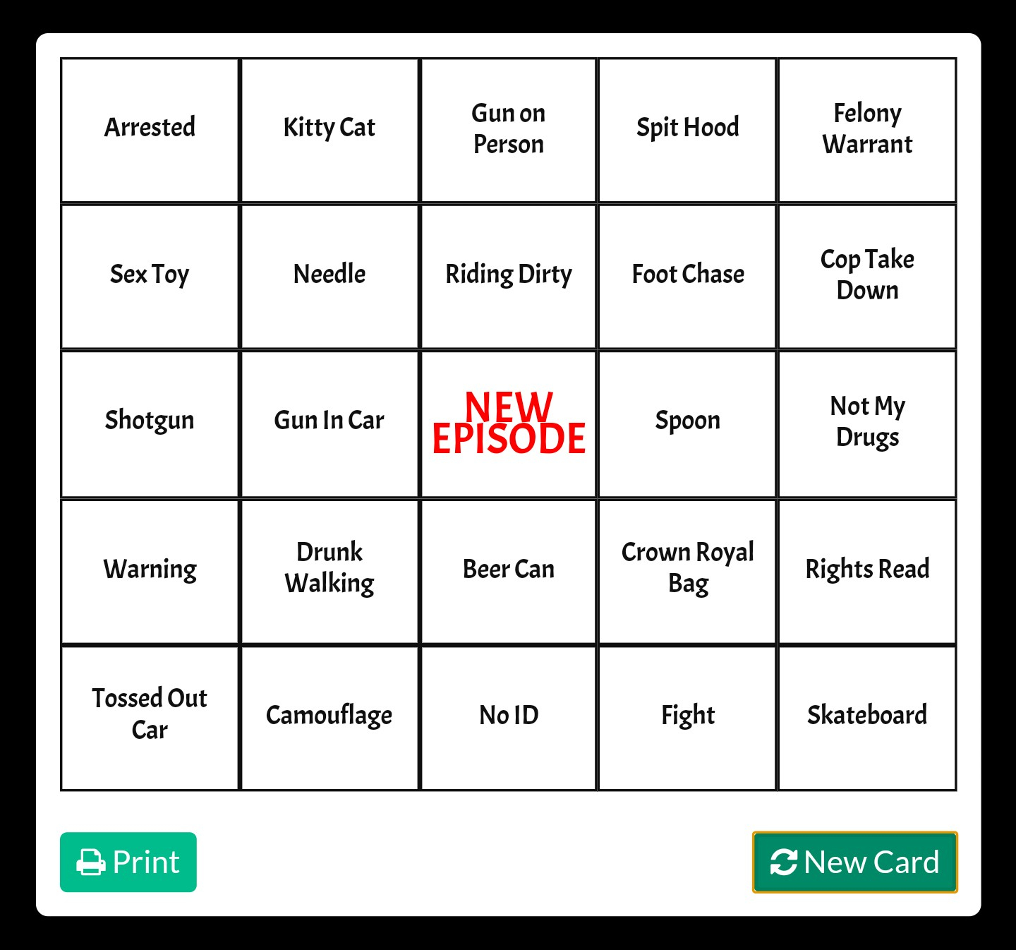What&amp;#039;s Everyone&amp;#039;s Bingo Card For The Night? : Livepd