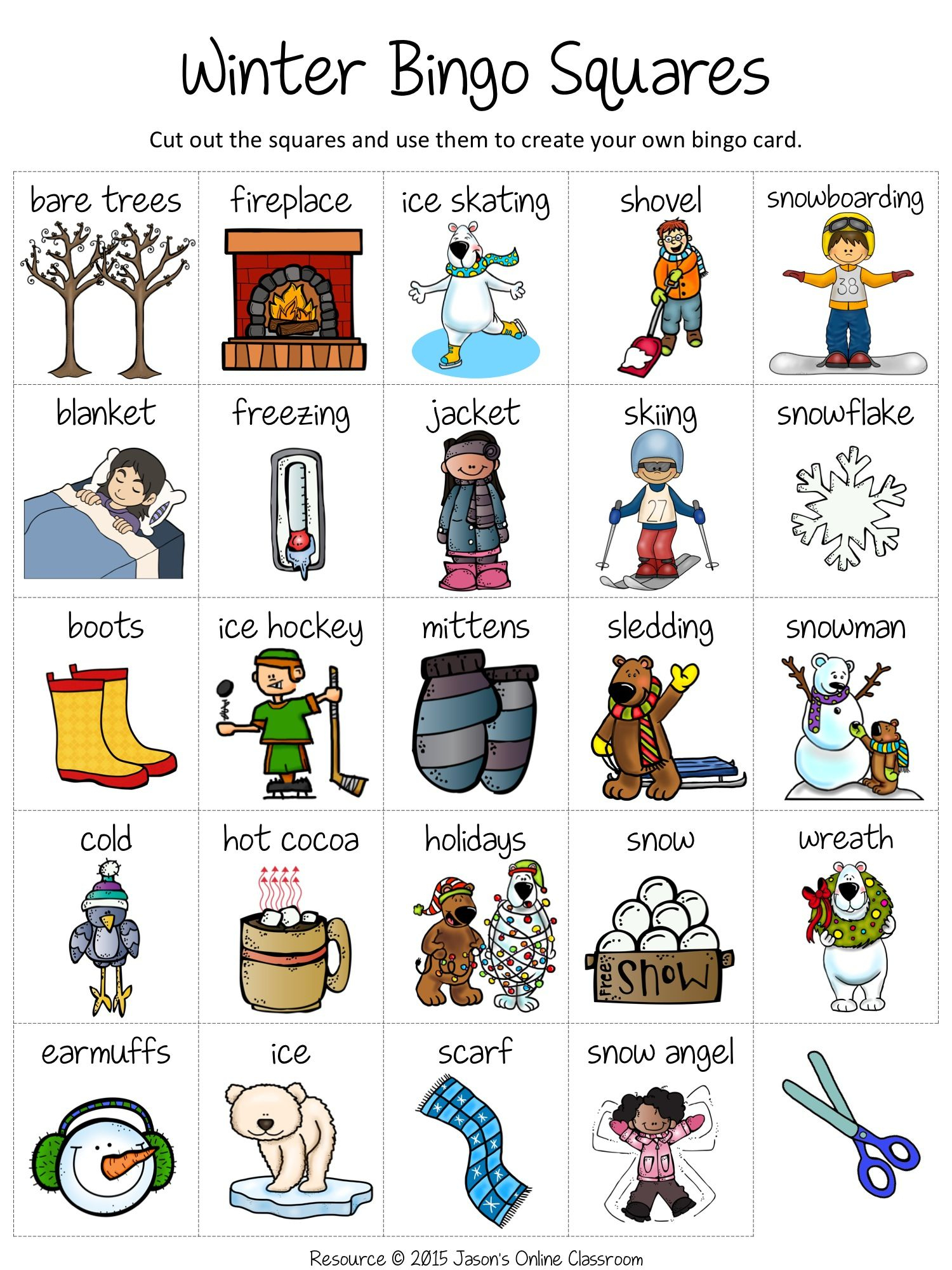 Winter Bingo | Bingo, Winter Words, Bingo Card Template